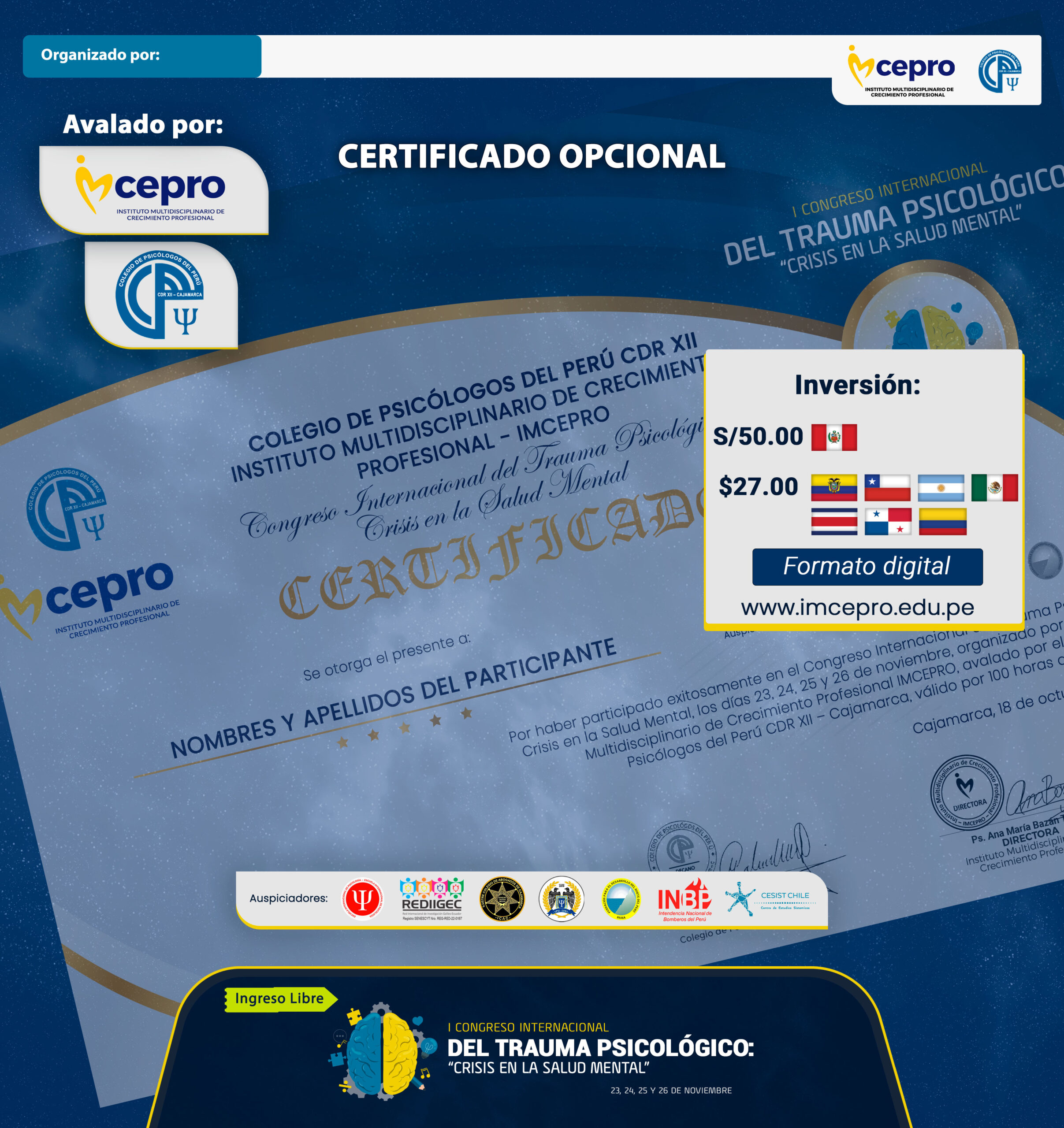 certificado congreso internacional del trauma psicologico crisis en la salud mental